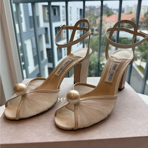 Jimmy Choo Sacaria 85mm Tulle Sandals Size 41 - Picture 4 of 7